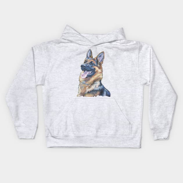 German Shepherd Fine Art Painting Kids Hoodie by LASHEPARD